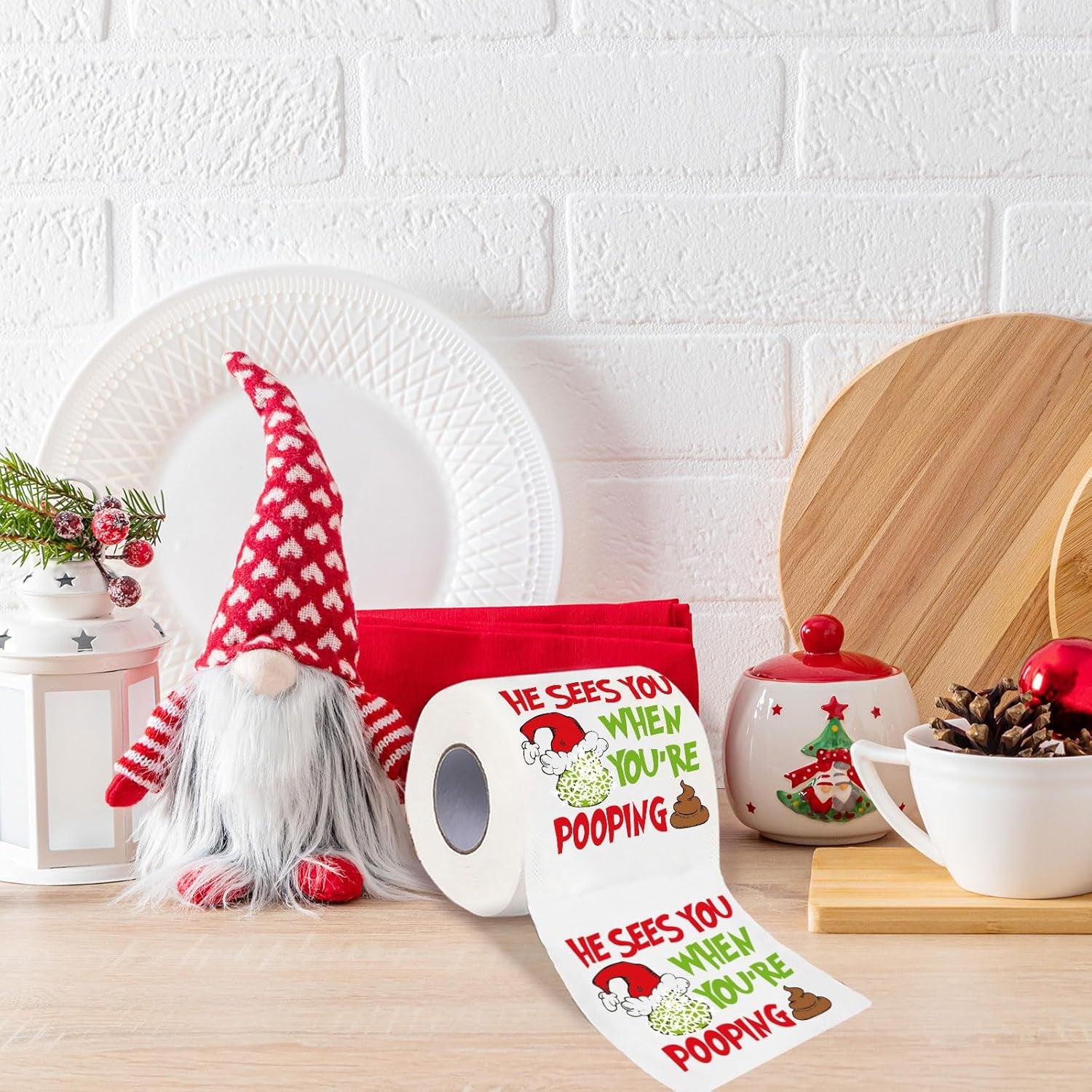 Funny Christmas Toilet Papers, Christmas Bathroom Decorations, 200 Sheets Holiday Toilet Papers, Novelty White Elephant Gag Gifts Stocking Stuffers Party Decor Supplies