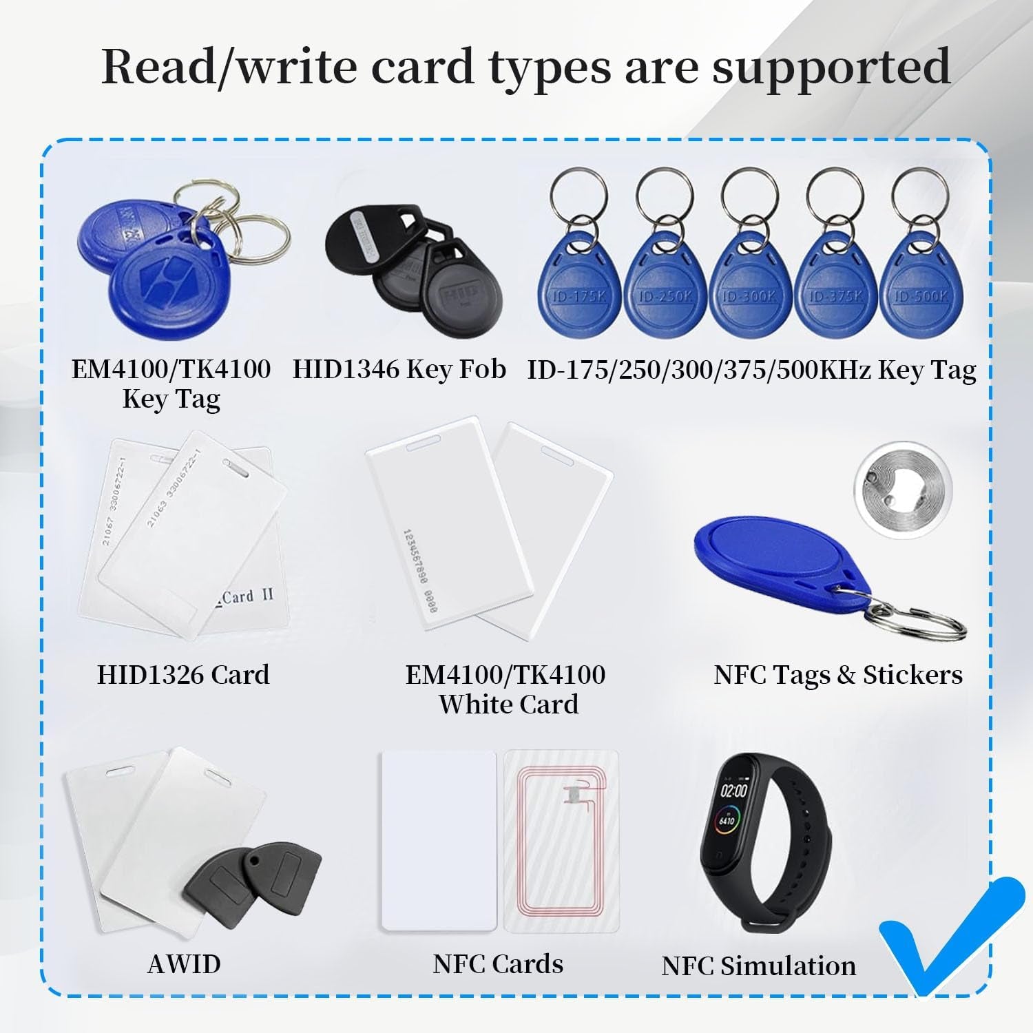 X7 RFID Reader Writer (RFID Copier Multi-Frequency Smart Card Reader ID IC Elevator Card RFID Writer for Access Control System with 13.56Mhz IC Key Tags and 125Khz T5577 Key Fobs/Cards)