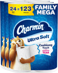 Ultra Soft Cushiony Touch Toilet Paper, 24 Family Mega Rolls = 123 Regular Rolls