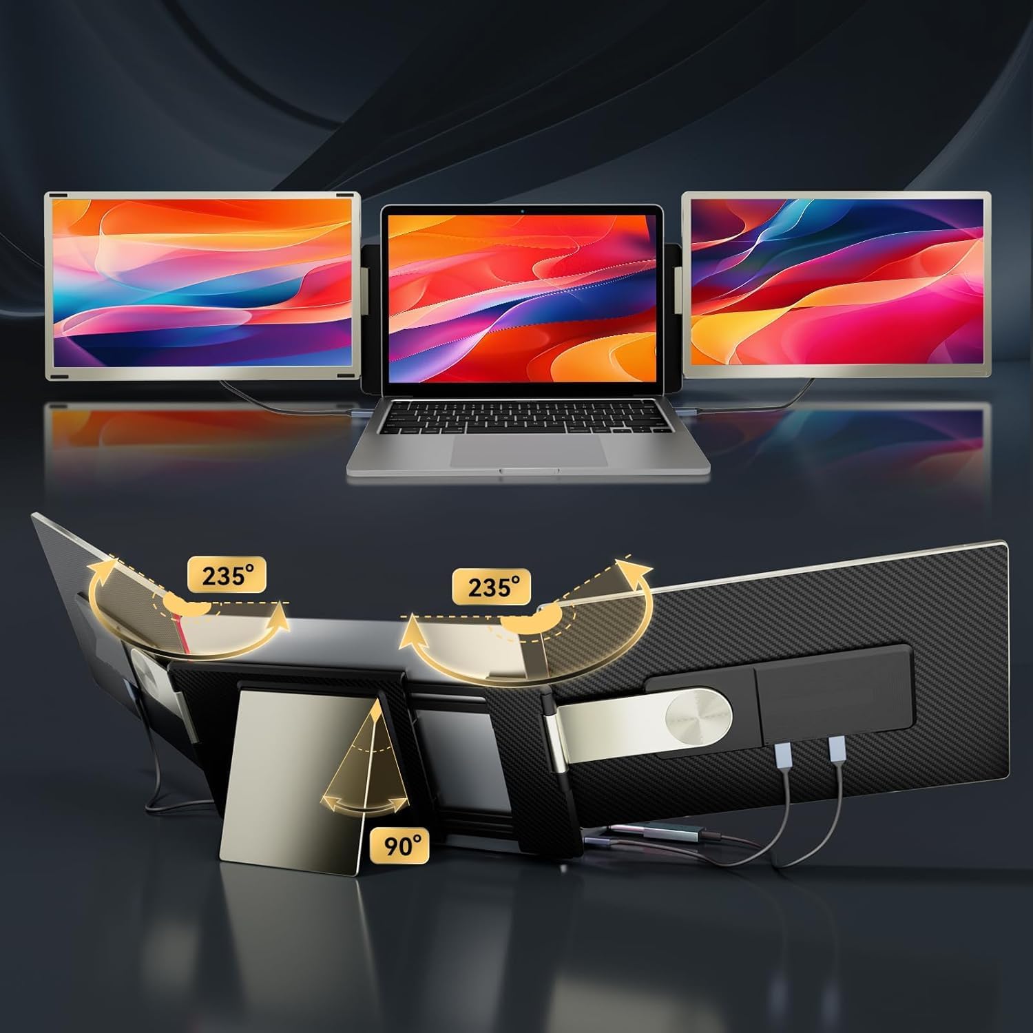 15.6" Laptop Screen Extender | Portable Monitor for 13-17” Mac/Windows Laptops | 120% Srgb FHD, Metal Stand, 235° Rotation, Ideal for Hybrid Work