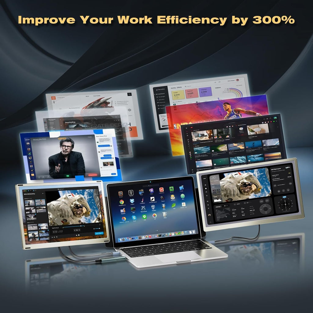 15.6" Laptop Screen Extender | Portable Monitor for 13-17” Mac/Windows Laptops | 120% Srgb FHD, Metal Stand, 235° Rotation, Ideal for Hybrid Work