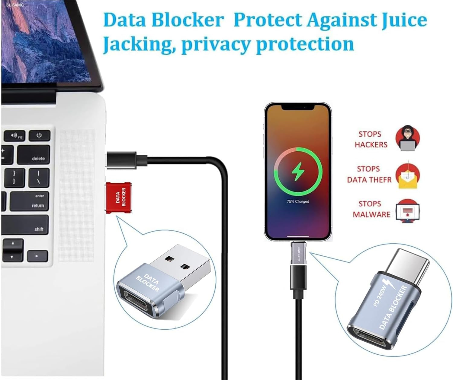 Data Blocker,Protect against Juice Jacking,Hack Proof 100% Guaranteed,For Iphone 15 16 17 Series,And More, Any Other USB Device Charging, USB Data Blocker. (4Pack Grey)