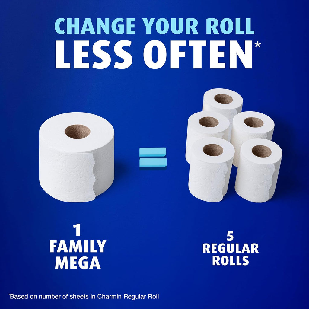 Ultra Soft Cushiony Touch Toilet Paper, 24 Family Mega Rolls = 123 Regular Rolls